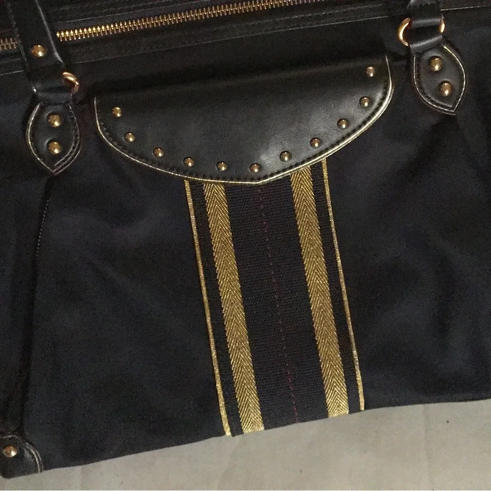 MZ Wallace Navy and Gold Tote Bag 20 inches by 12 inches - Picture 3 of 7